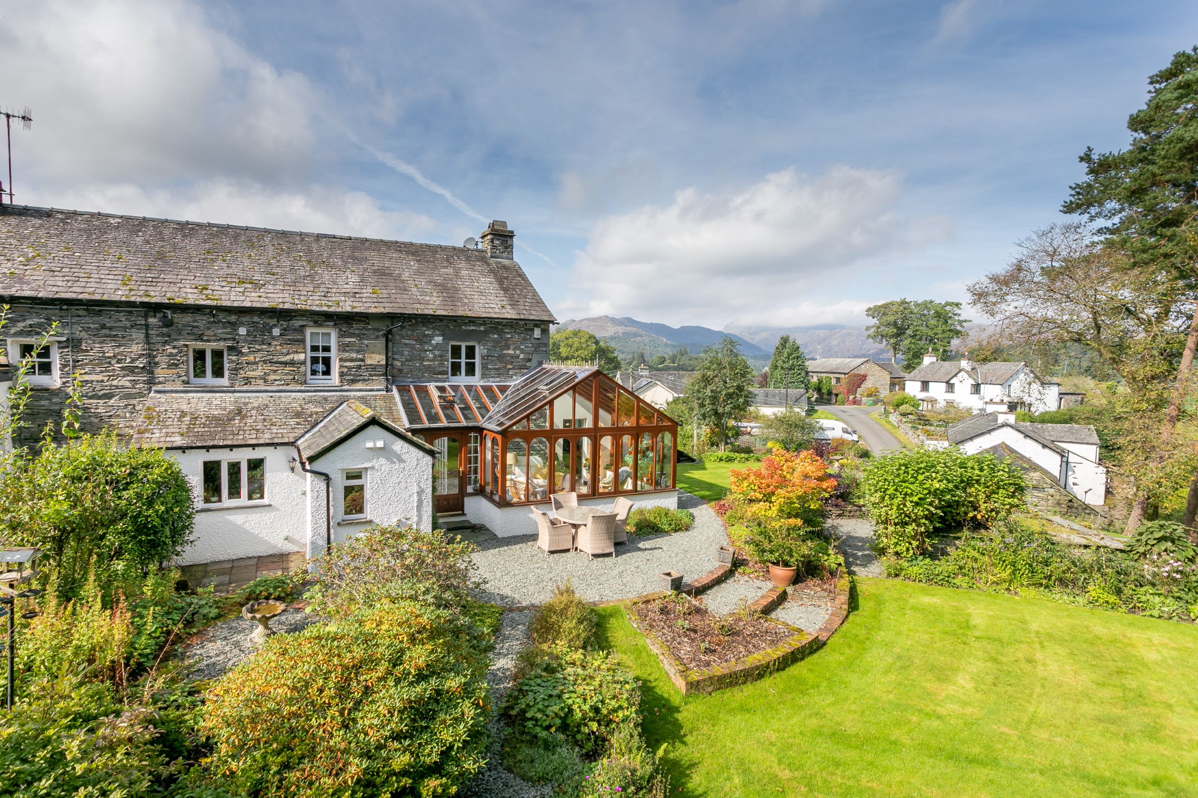 Skelwith Fold Cottages Aerial Garden View